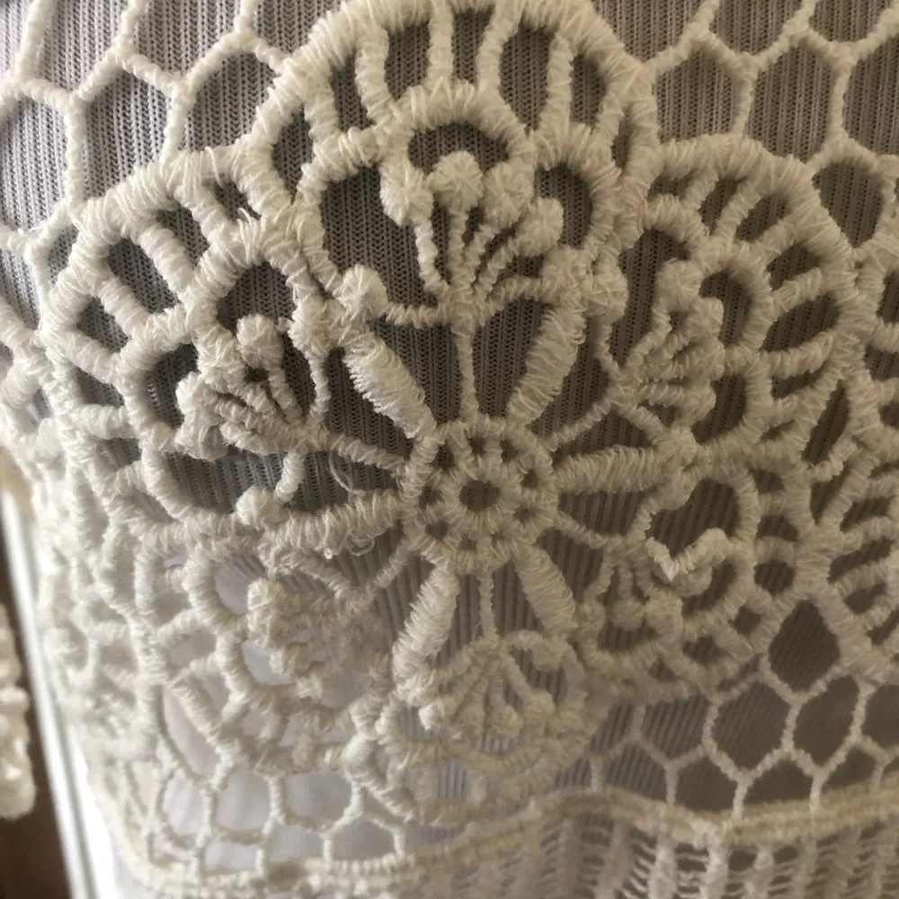 Anthropologie Crochet Top Open Knit Lacey XS Beachy James Coviello Off White NEW
